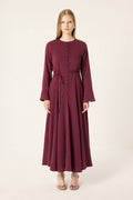 Button Detail Satin Maxi Dress