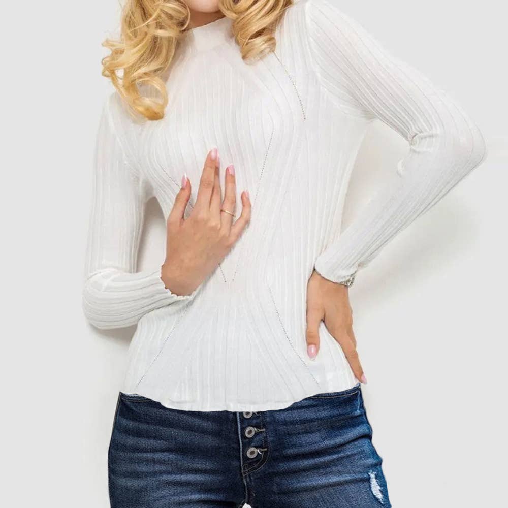 Striped long-sleeved knitted base layer sweater