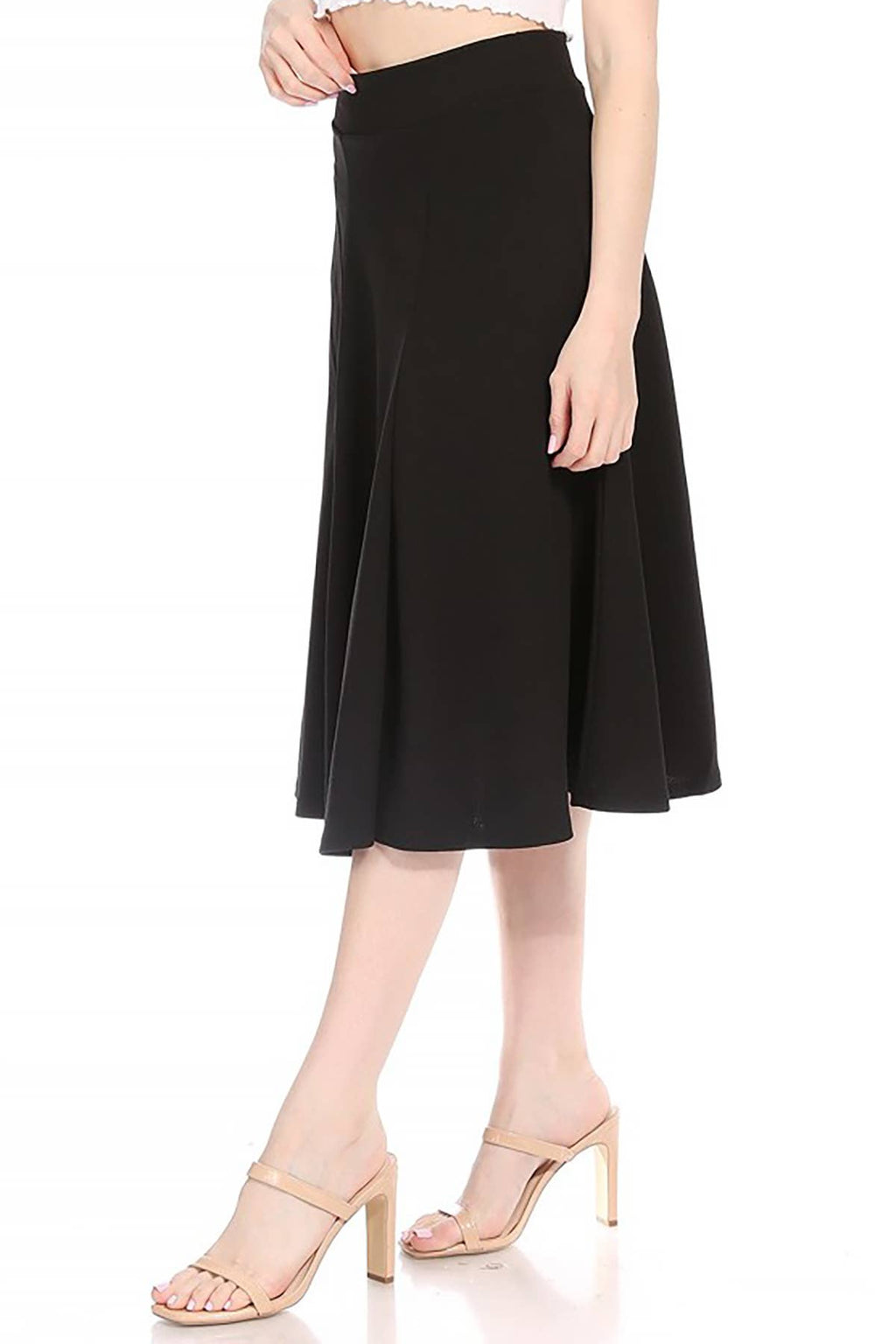 Women's Solid Flared Lightweight Long Midi A-line Skirt
