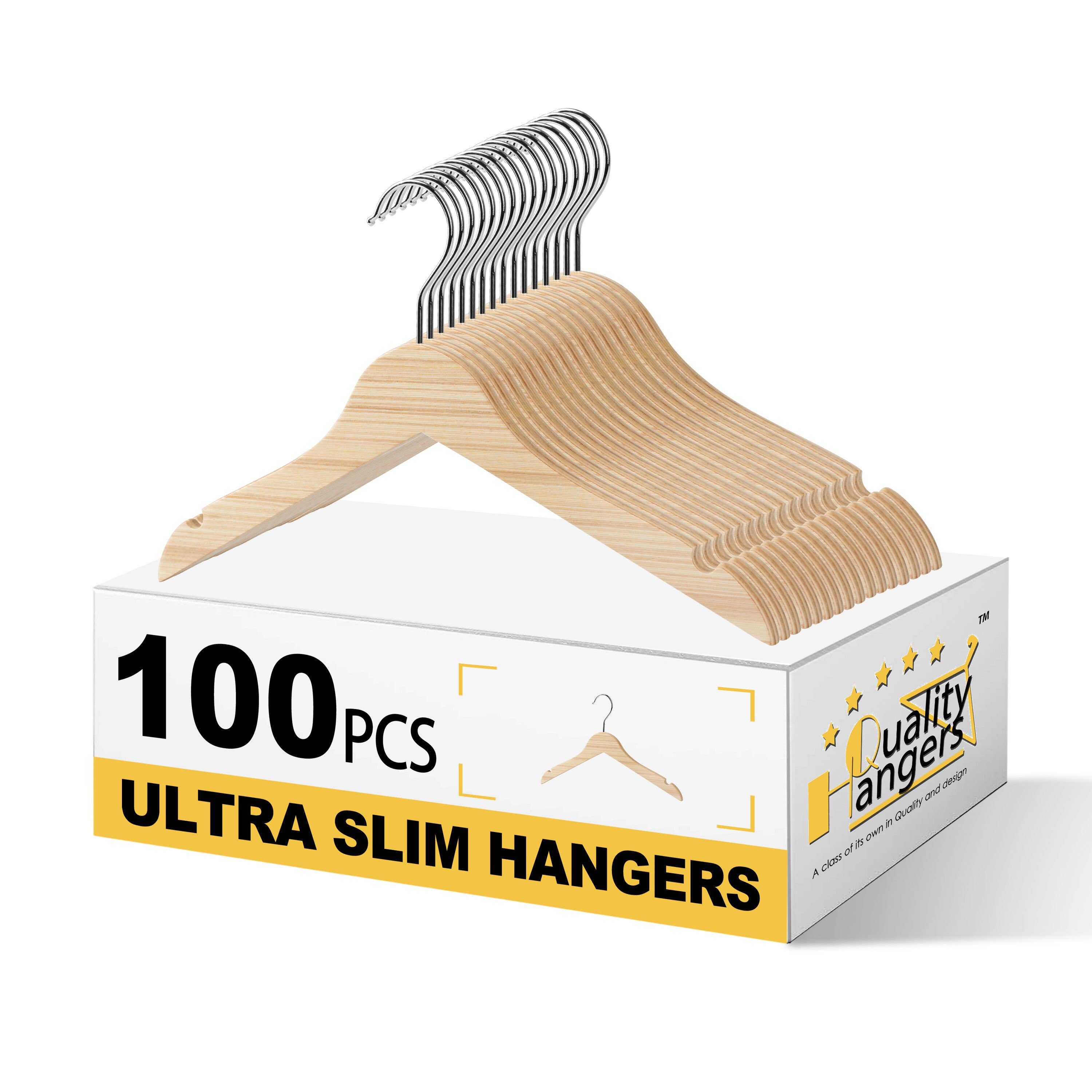 WLMK32-NT – 12" Slim Natural Kids Wooden Hangers – 100-Pack