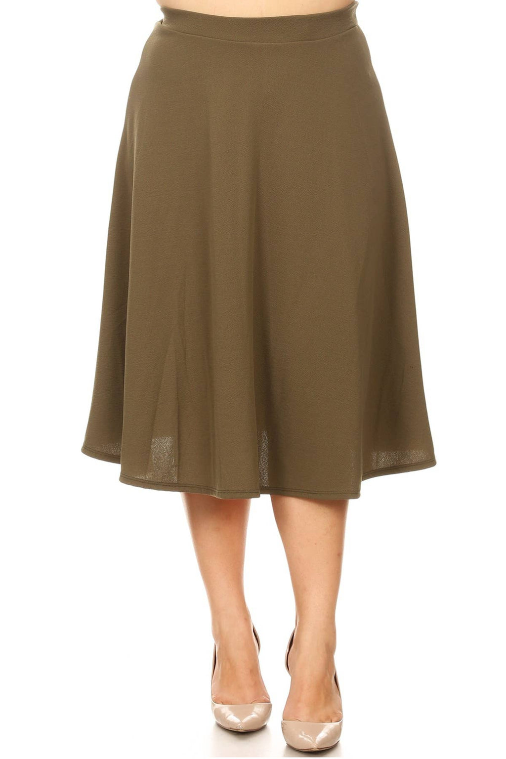 Women's Plus Size Casual Solid Midi Skirt (Open Pack)