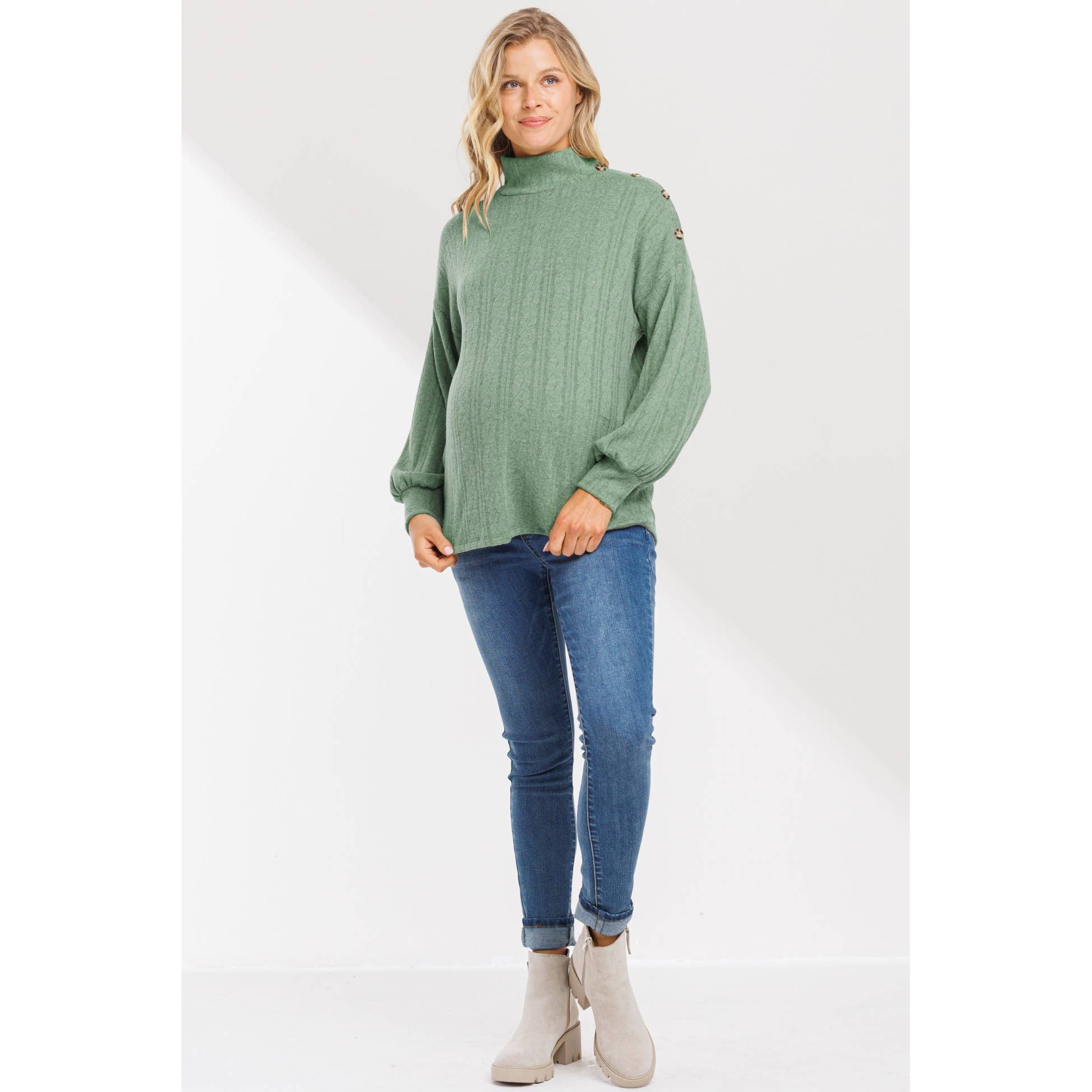 Turtle Neck Long Sleeve Maternity Knit Sweater