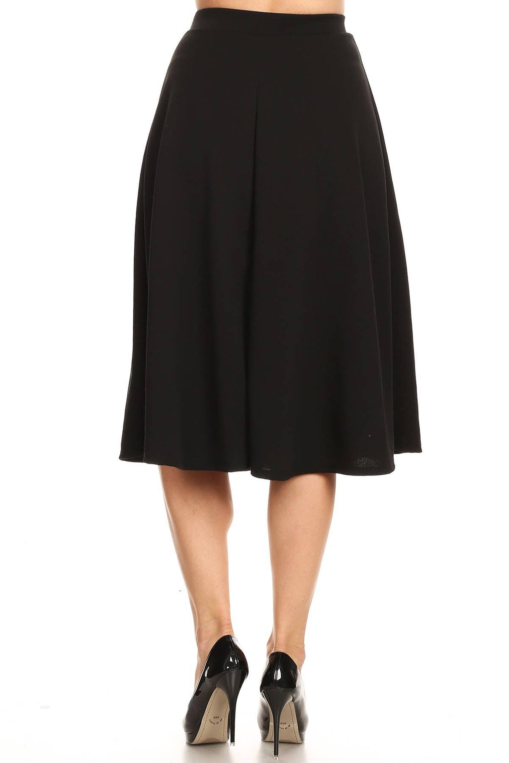 Women's Solid Basic Casual A-line Flared Midi Skirt