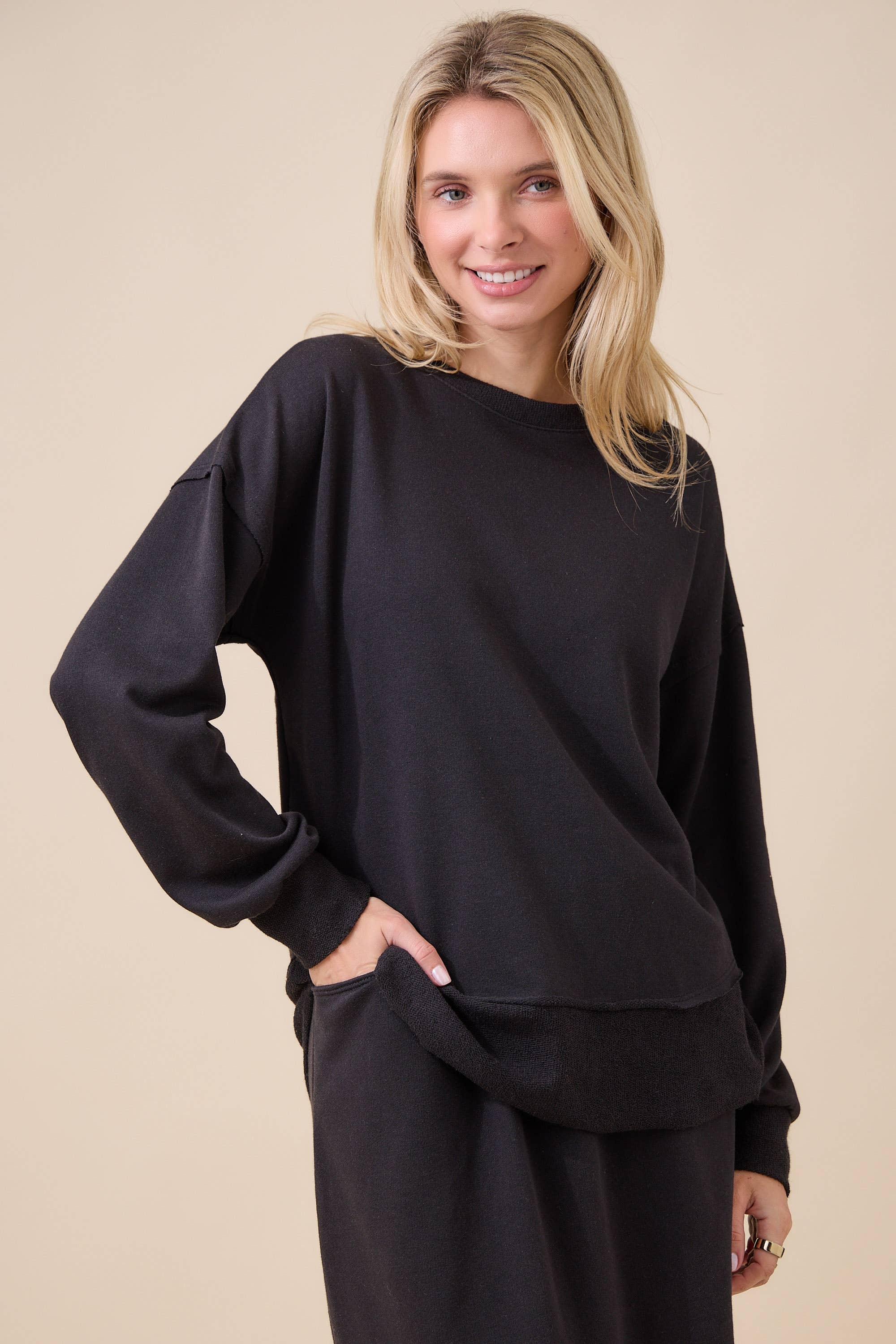 WOMEN'S SOFT KNIT LONG SLEEVE TOP -TOP PART OF SET
