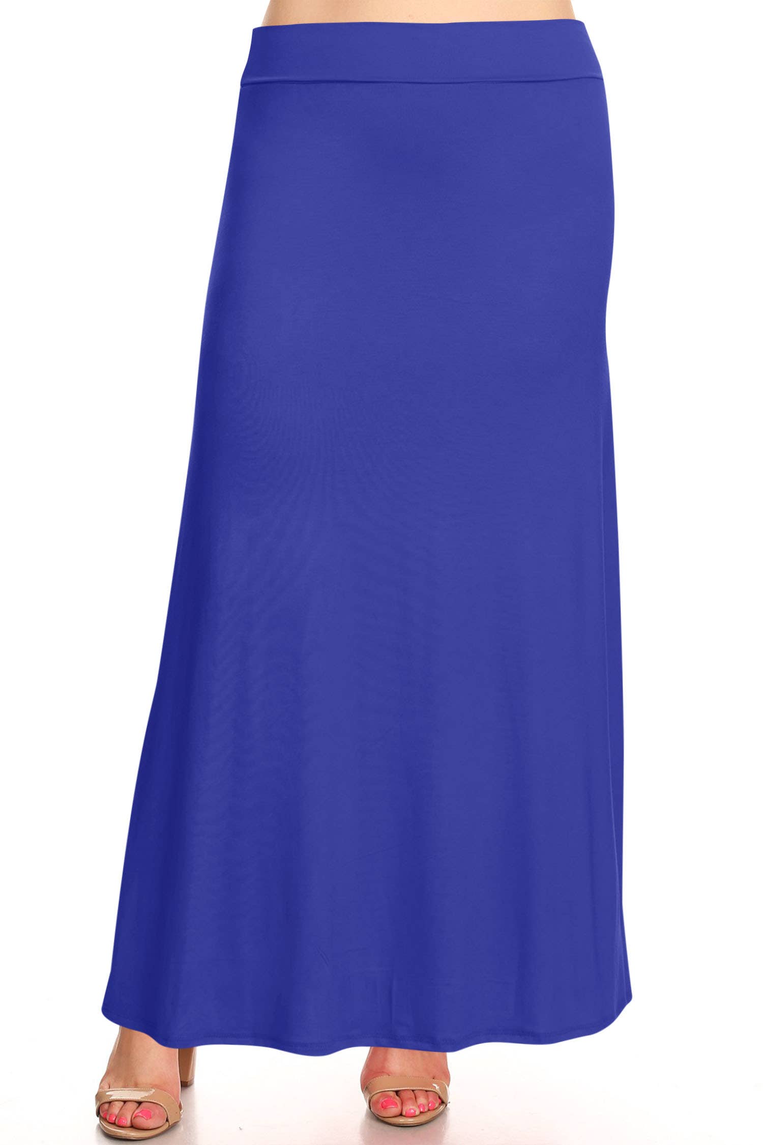 Women's Plus Size Foldable  Waist  Solid Long Maxi Skirt