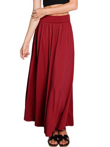 High Waist Elastic Closure Gather Maxi Skirt