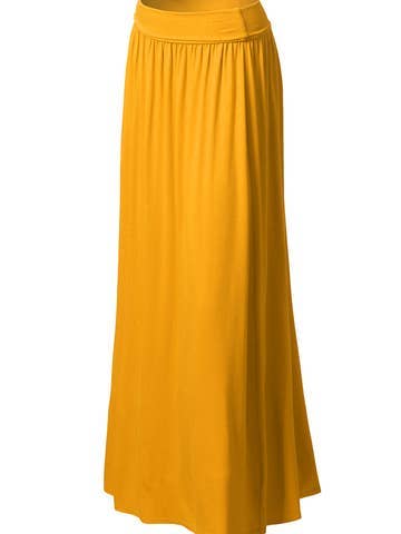 High Waist Elastic Closure Gather Maxi Skirt