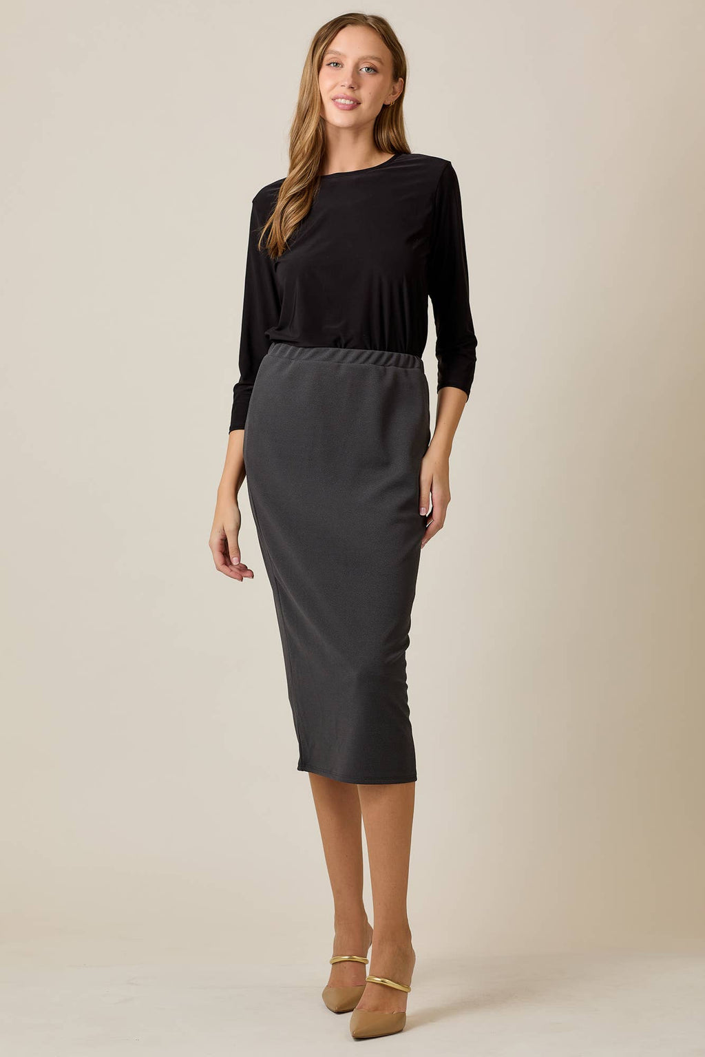 PLUS SIZE KNEE LENGTH PENCIL SKIRT -MODEST 31-INCH  -CS33770