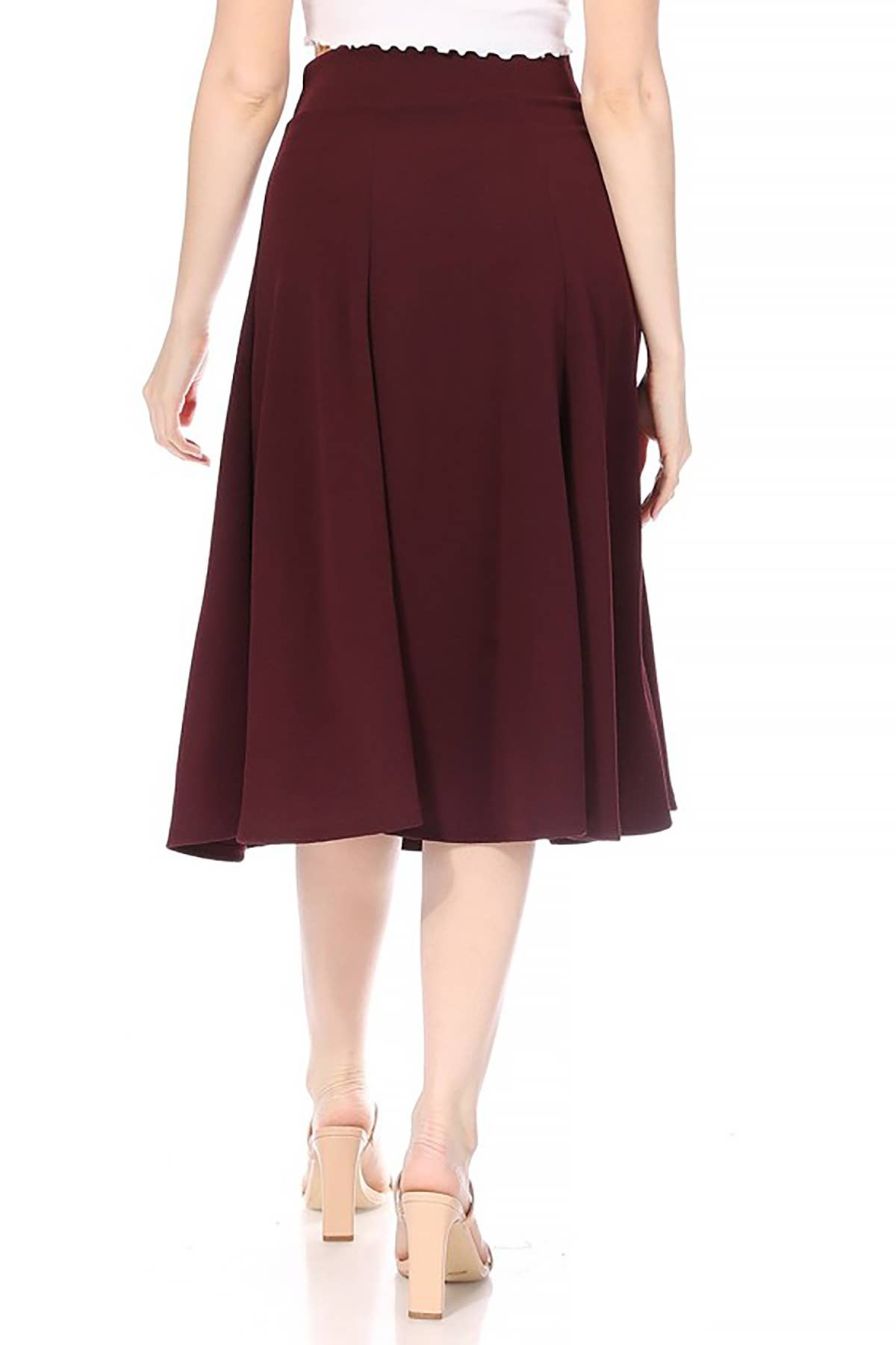 Women's Solid Flared Lightweight Long Midi A-line Skirt