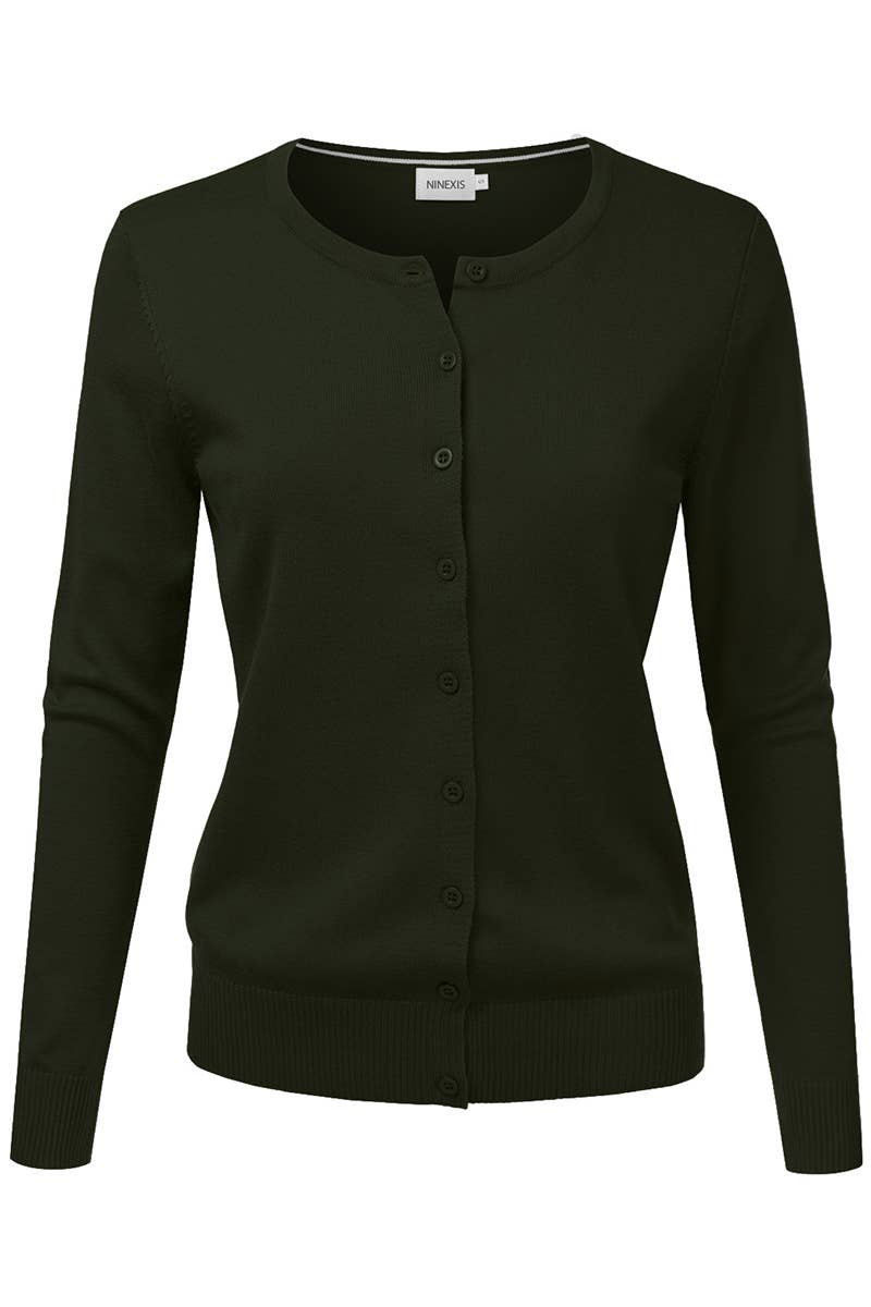 AWOCAL310_Button Down Soft Knit Long Sleeve Cardigan Sweater
