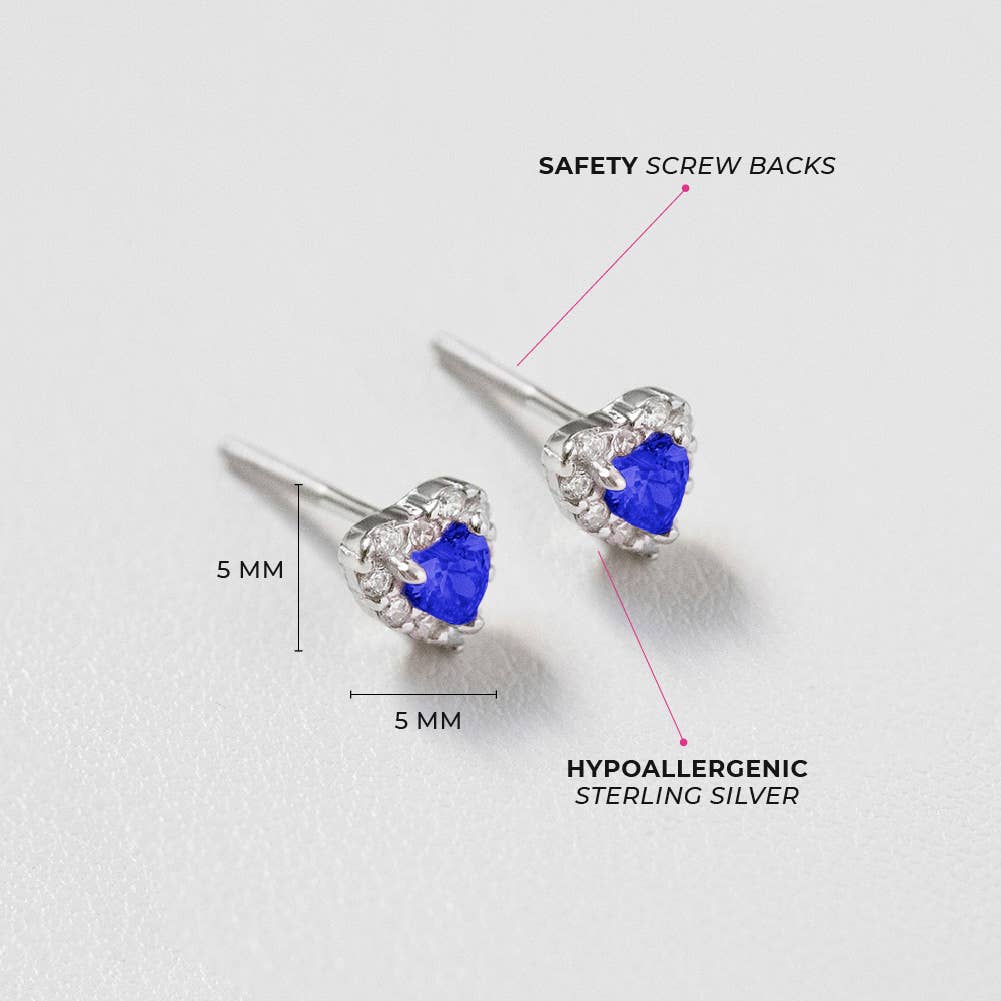 Princess Heart CZ Baby / Toddler Earrings - Sterling Silver