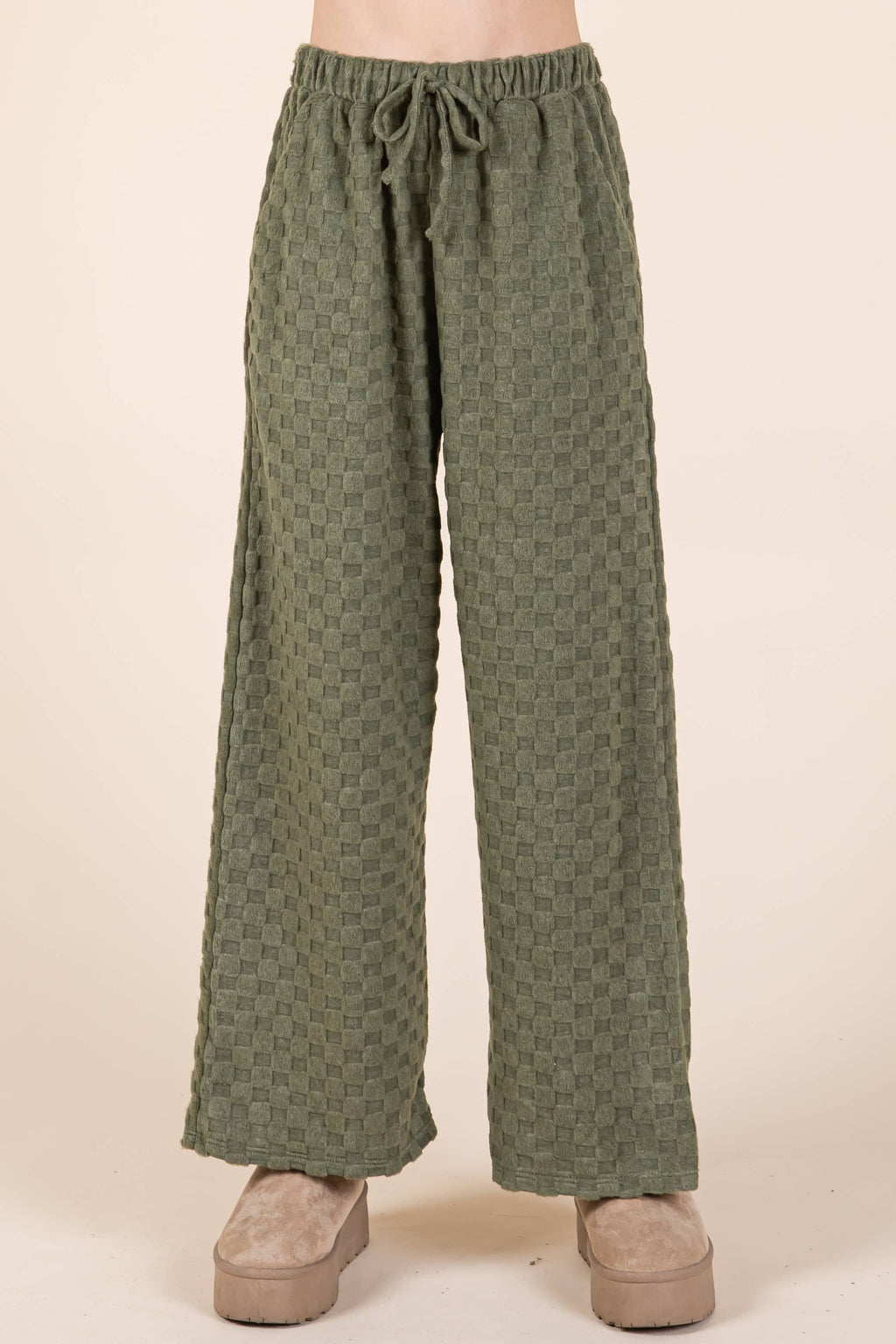 FUZZY CHECKERED 1/4 ZIP TOP