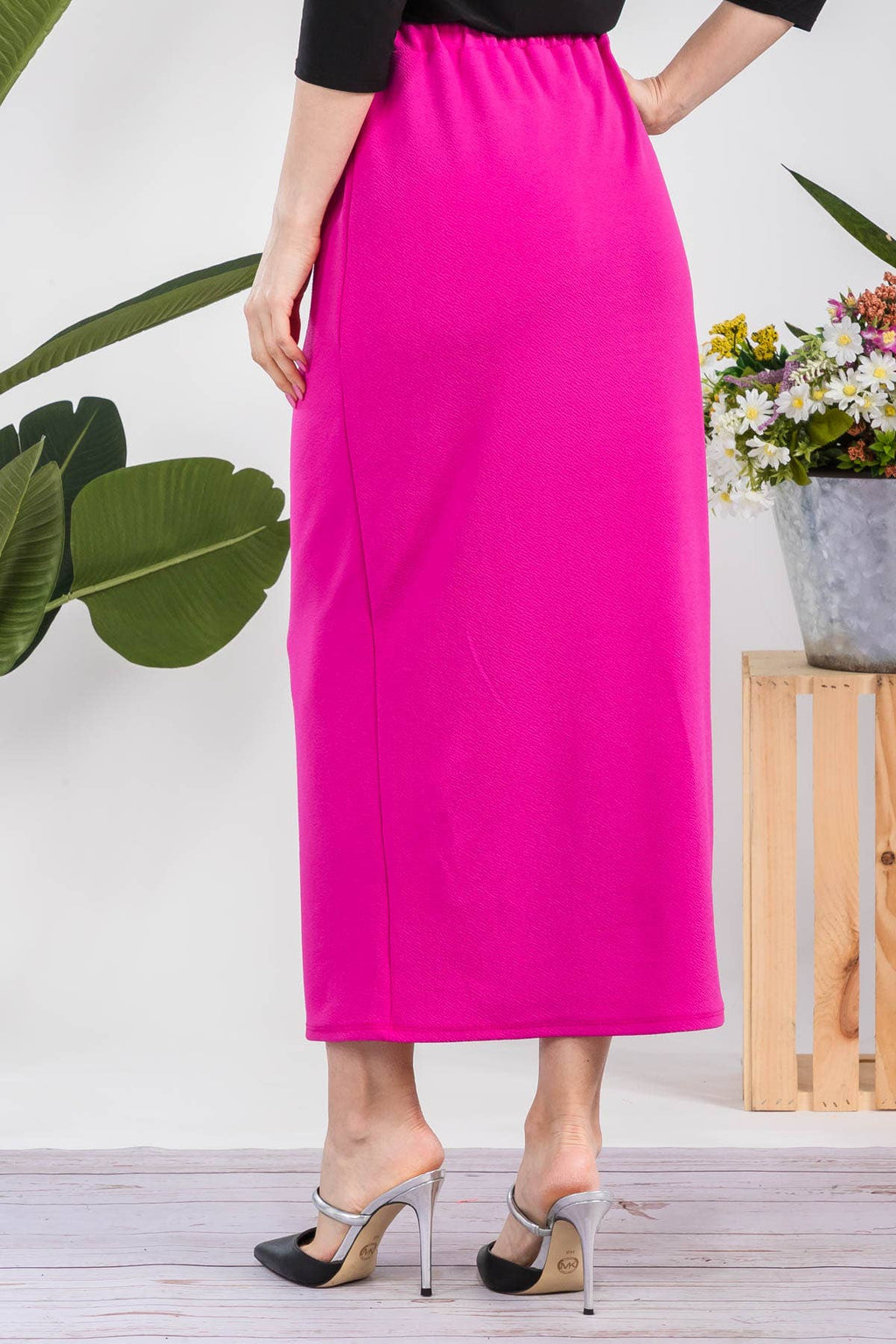 NEW COLORS- LONG PENCIL SKIRT -WITH ELASTIC WAIST BAND
