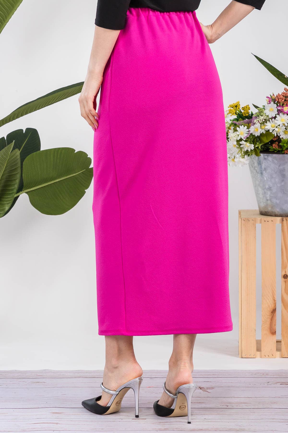 NEW COLORS- LONG PENCIL SKIRT -WITH ELASTIC WAIST BAND