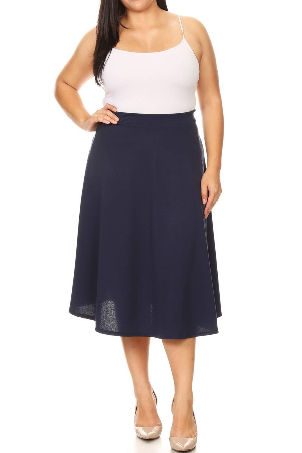 Women's Plus Size Casual Solid Midi Skirt (Open Pack)