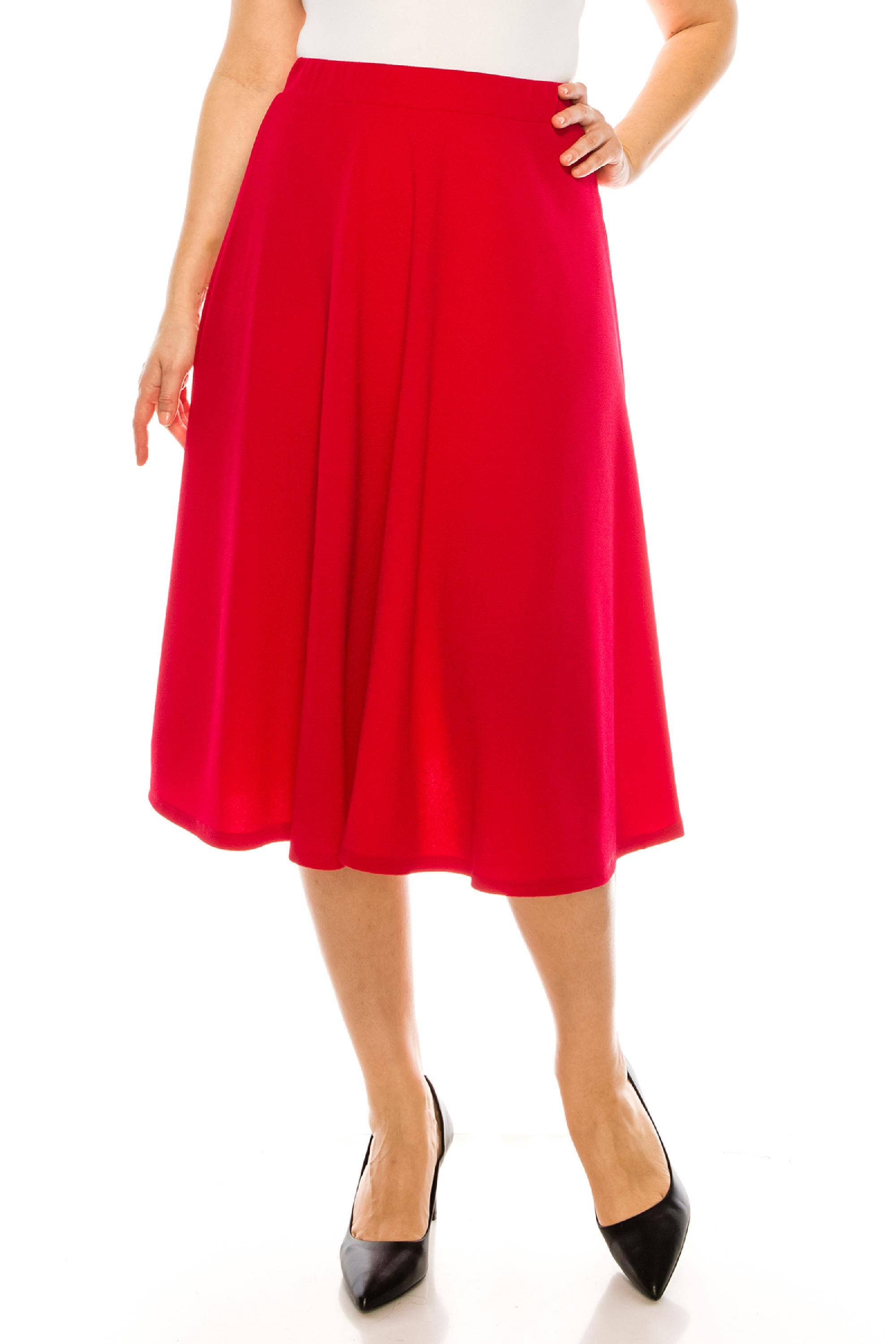 Women's Plus Size Casual Flared Midi Skirt Made in USA