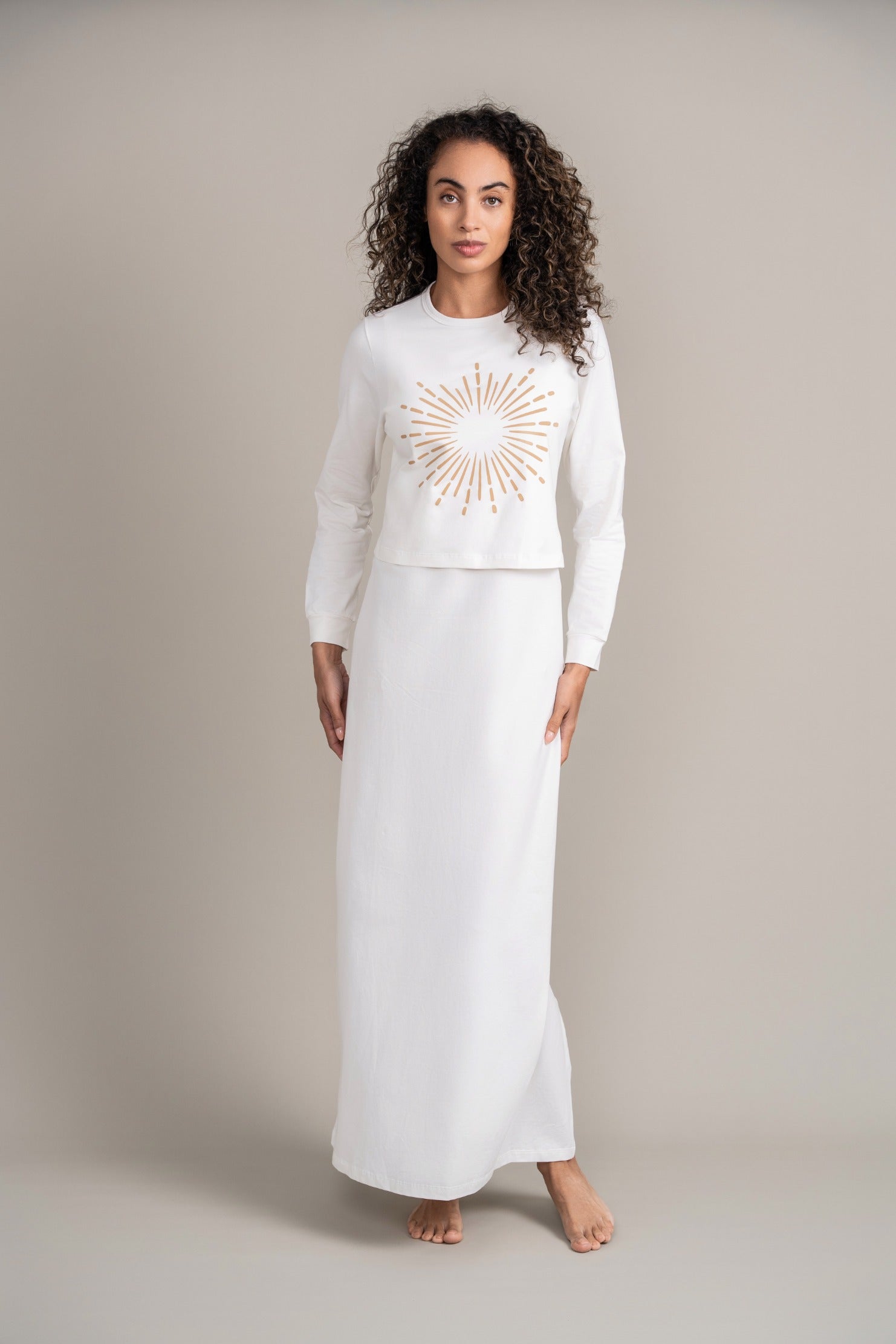 Starburst Nursing Nightgown - White