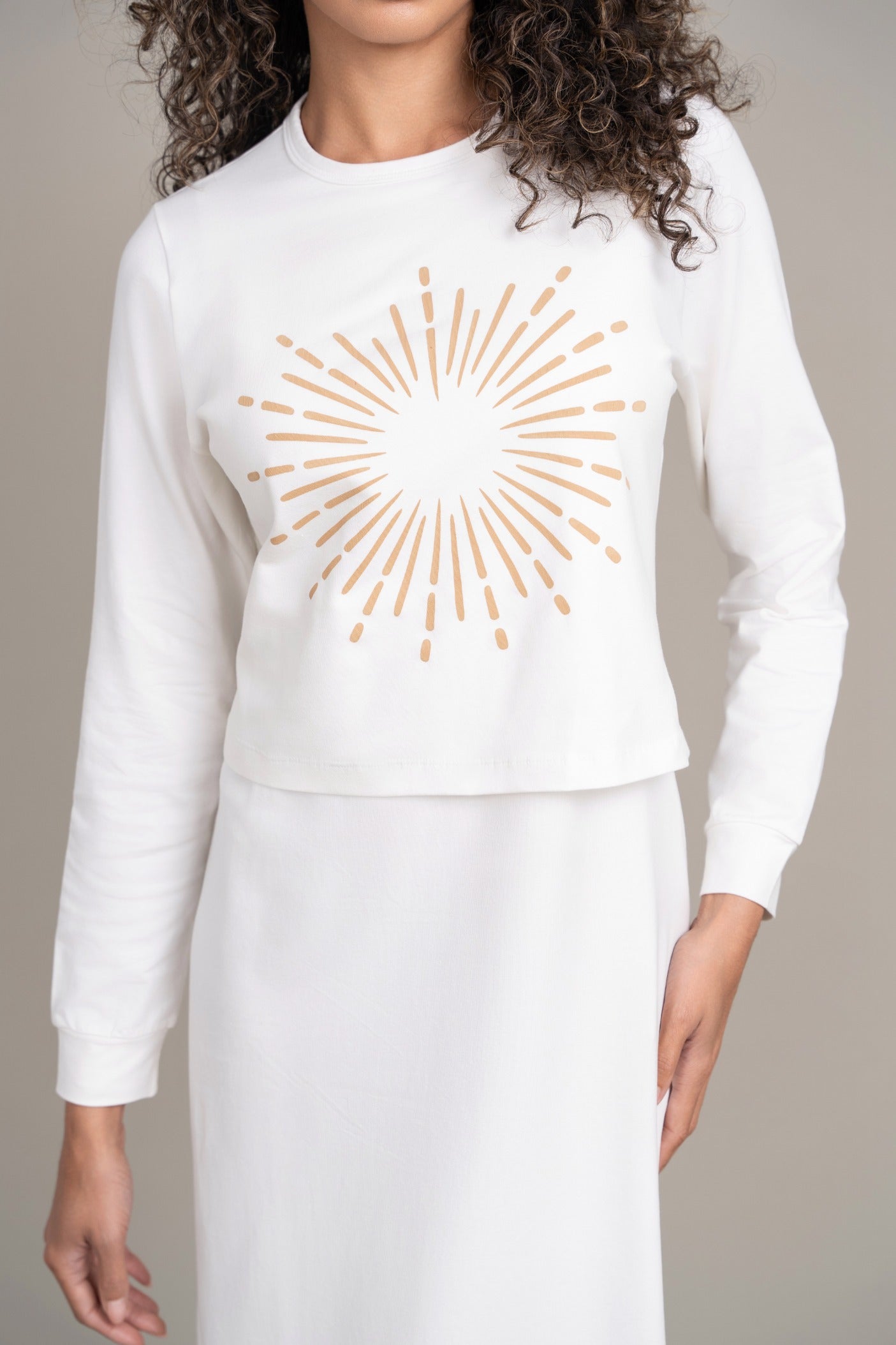 Starburst Nursing Nightgown - White