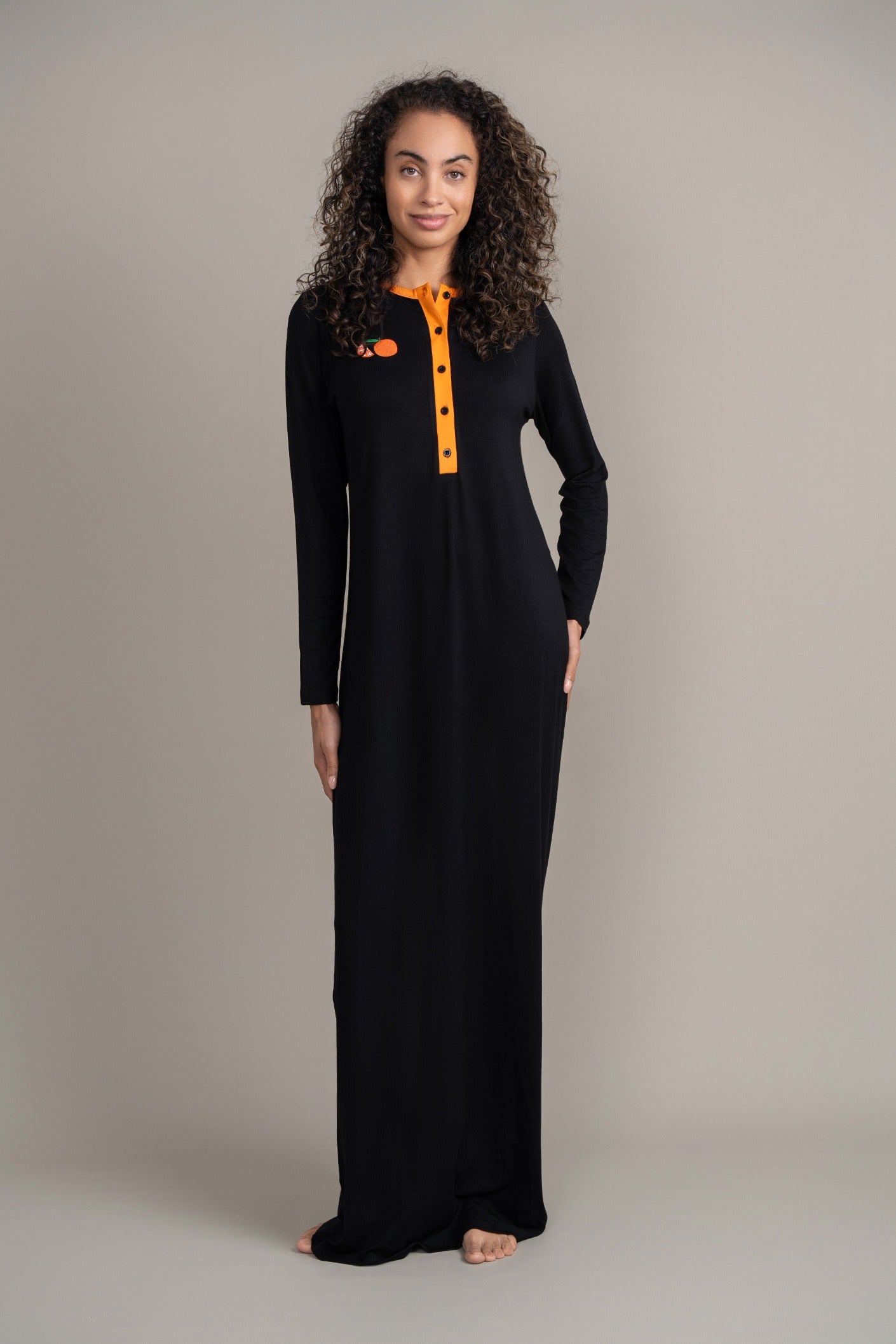 Embroidered Orange Nightgown