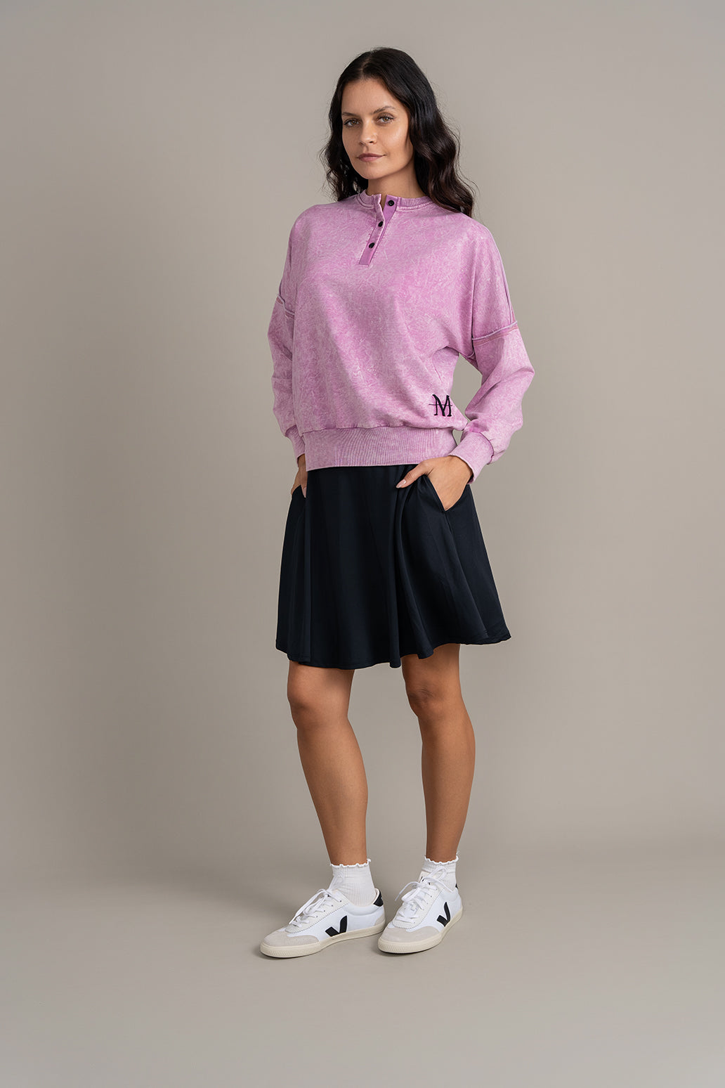 Acid Wash Sweatshirt - Pink