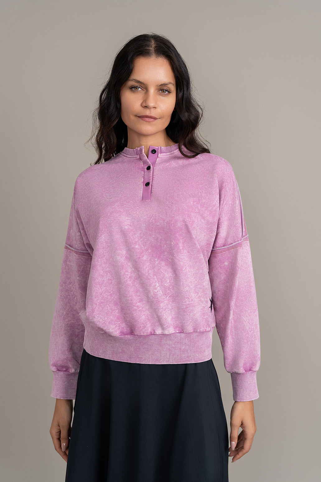 Acid Wash Sweatshirt - Pink