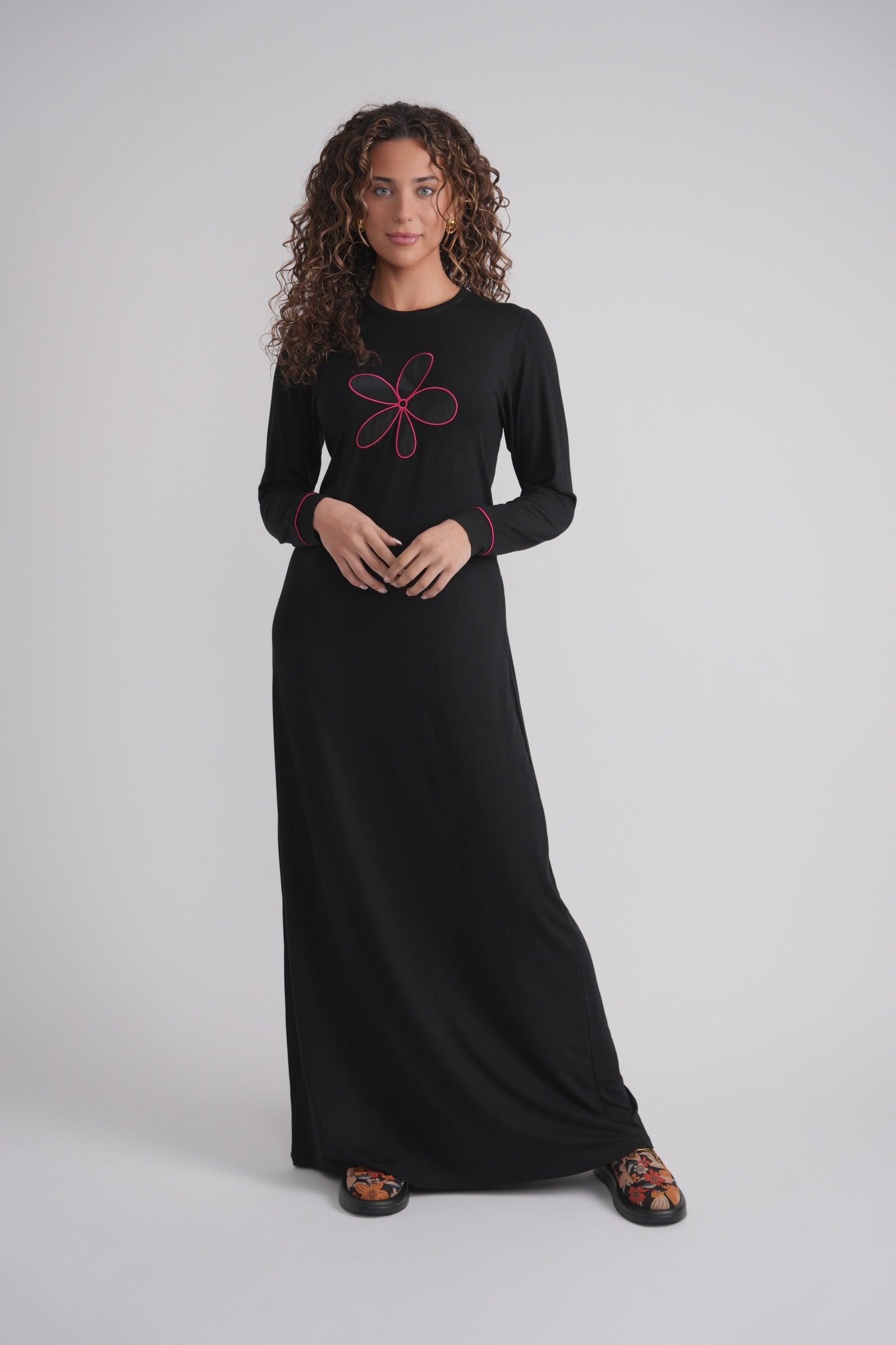 Embroidered Flower Nightgown