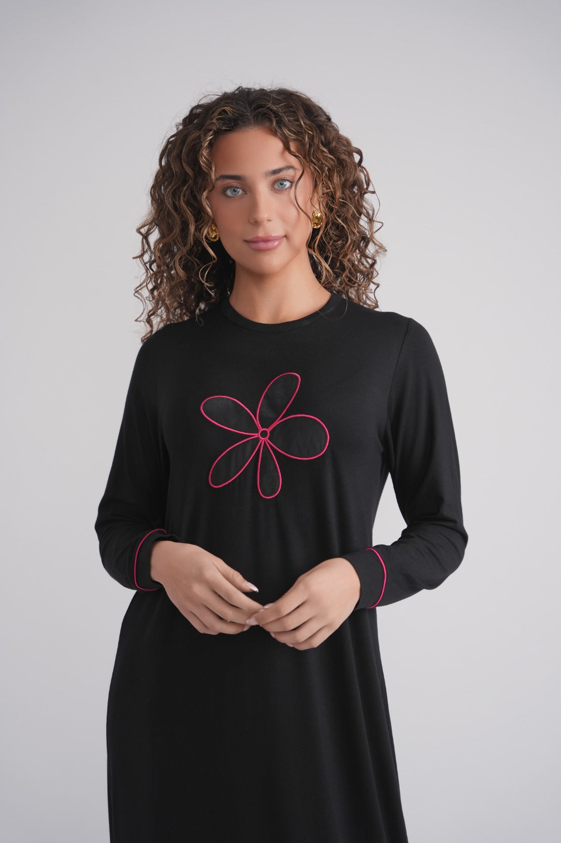 Embroidered Flower Nightgown