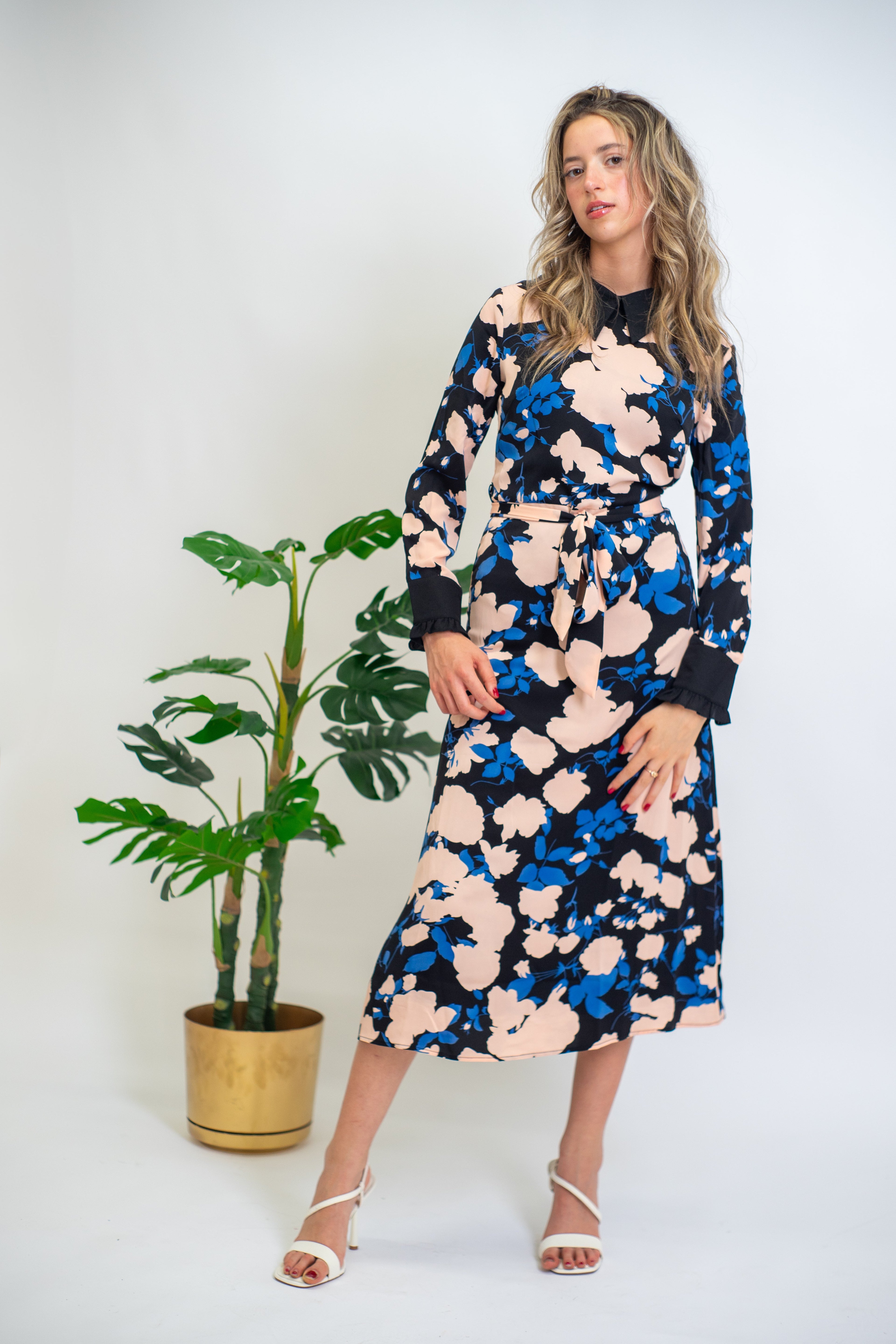 Sapphire Bloom Midi Dress