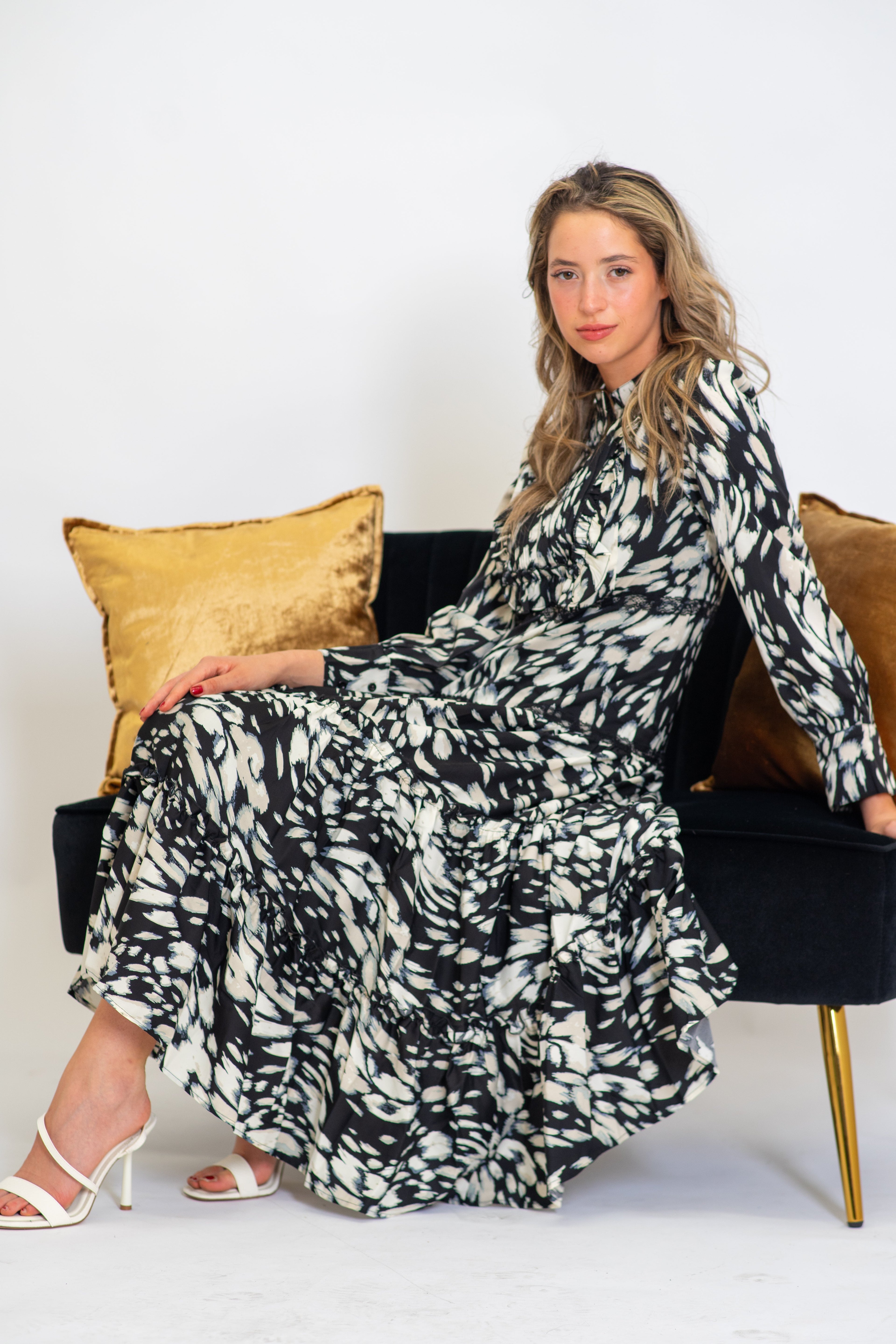 Black Orchid Tiered Skirt Midi Dress