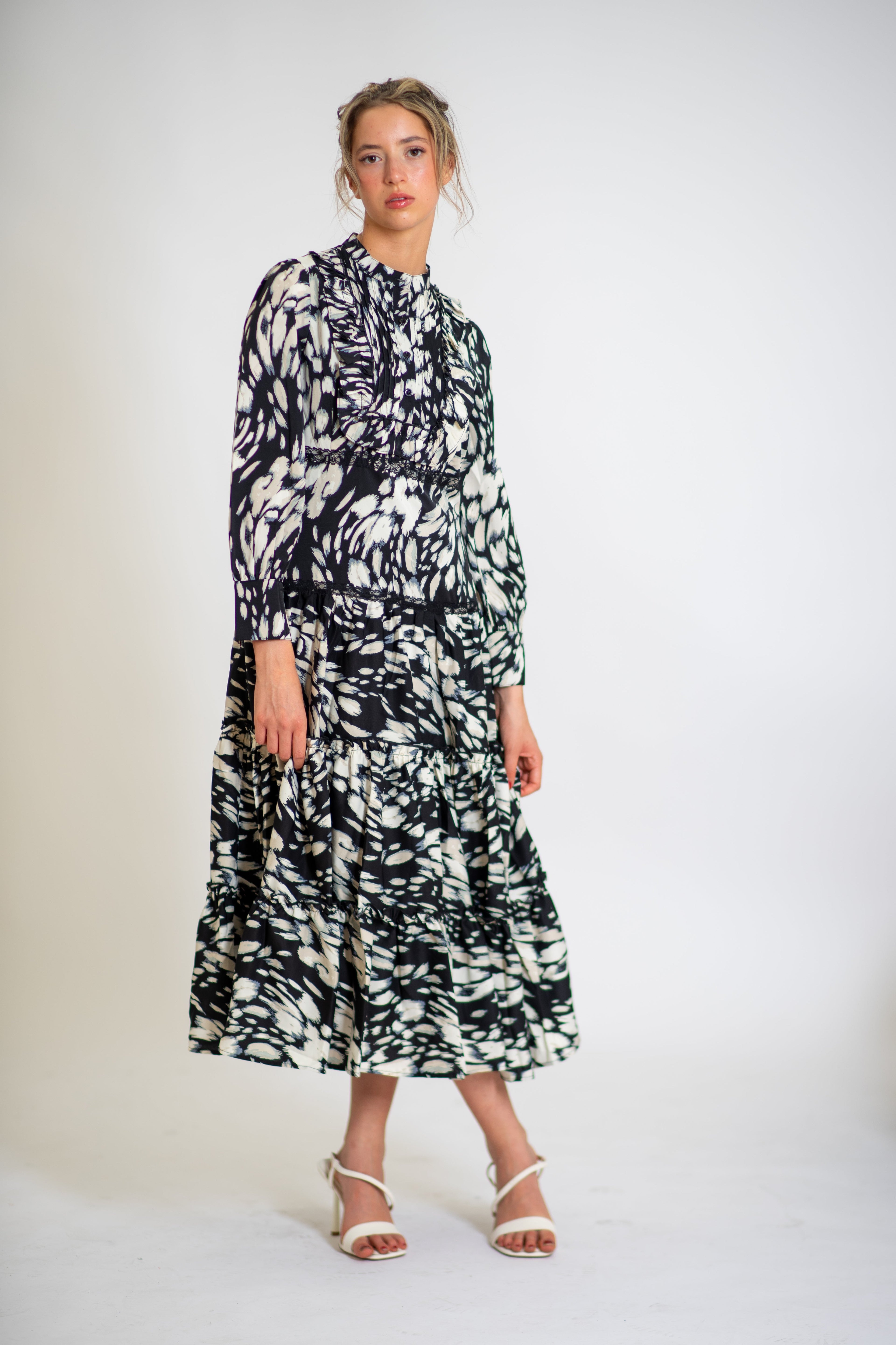 Black Orchid Tiered Skirt Midi Dress