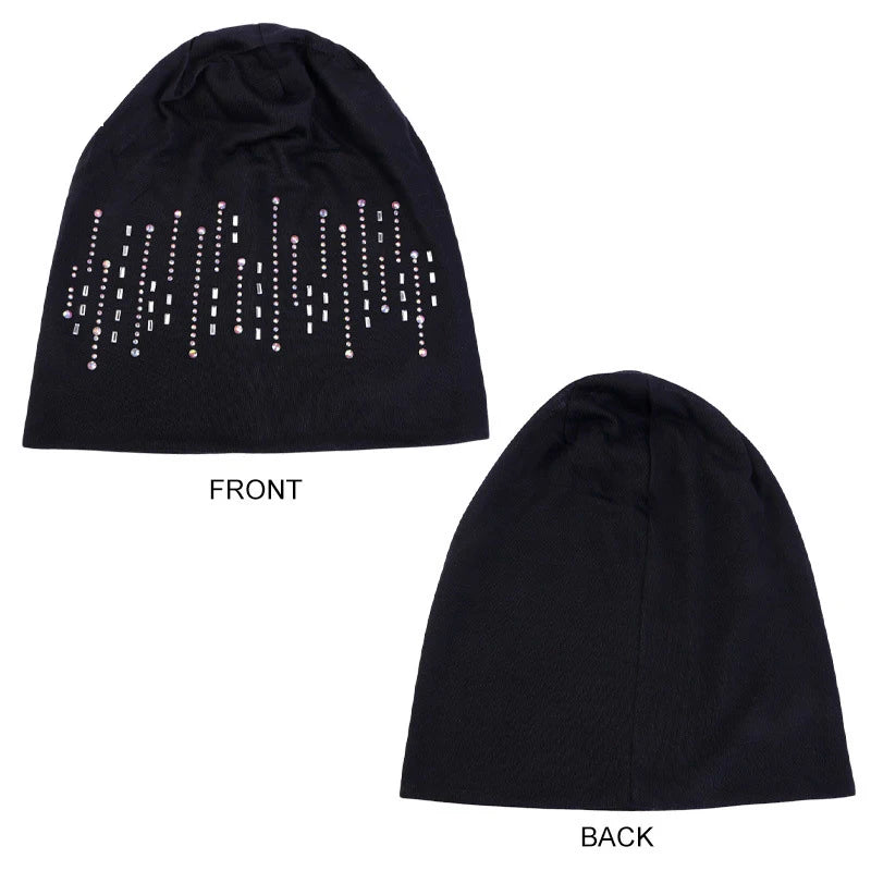 Womens Lightweight Beanie with Rhinestones