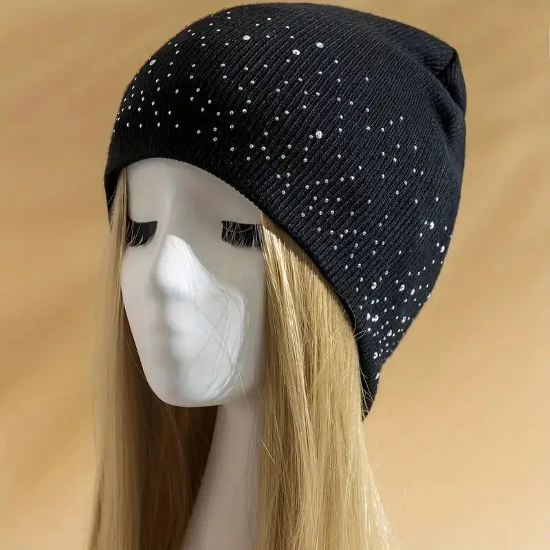 Winter women's hats - warm hats with diamond decorations
