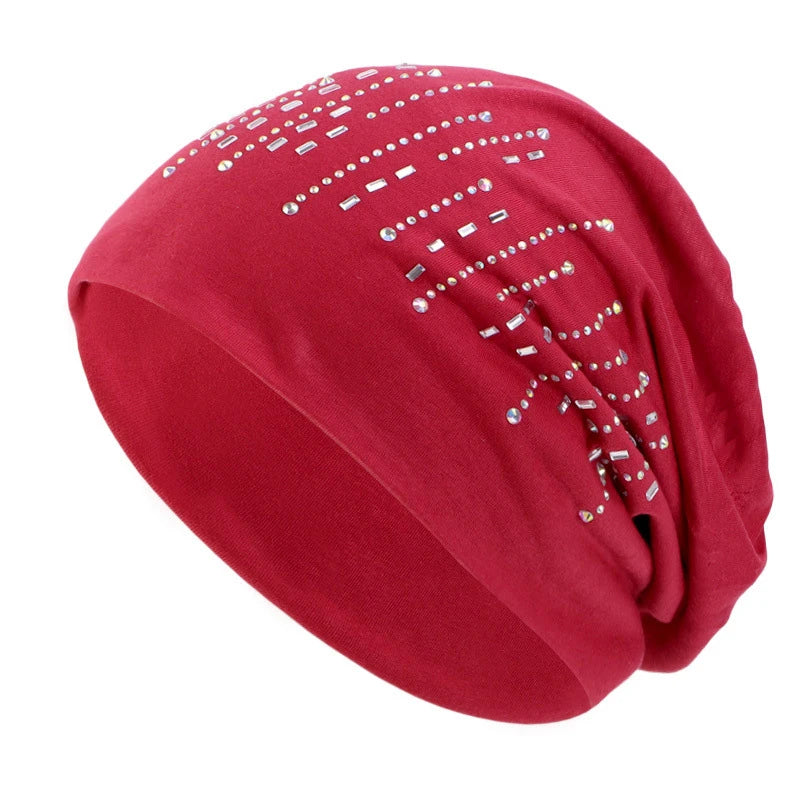Womens Lightweight Beanie with Rhinestones
