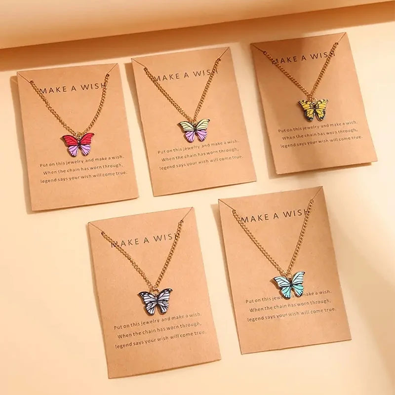 5 Pcs Colorful Butterfly Necklaces Set for Girls