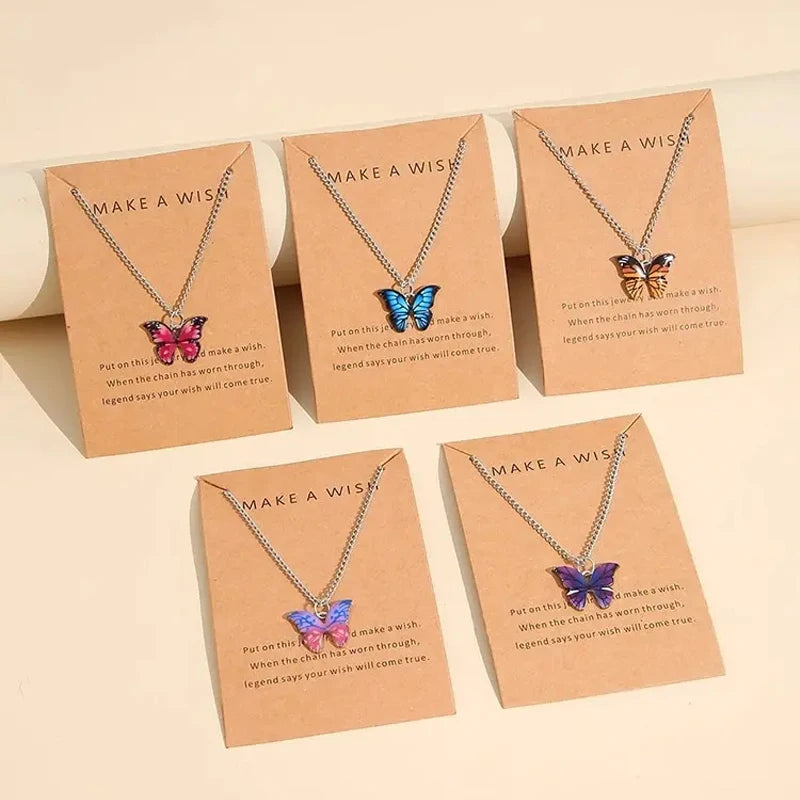5 Pcs Colorful Butterfly Necklaces Set for Girls