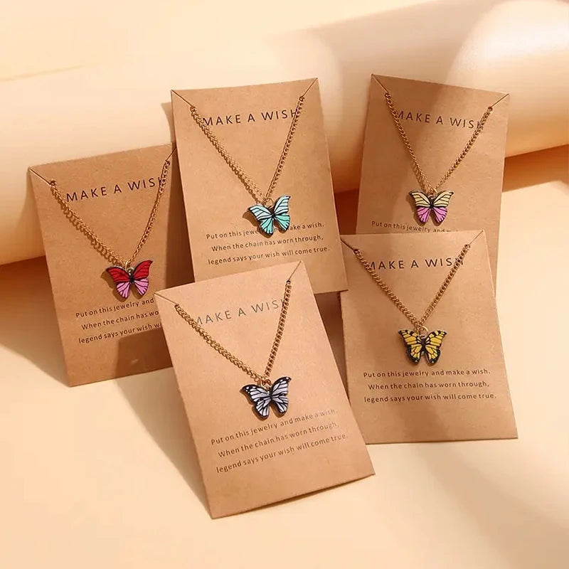 5 Pcs Colorful Butterfly Necklaces Set for Girls