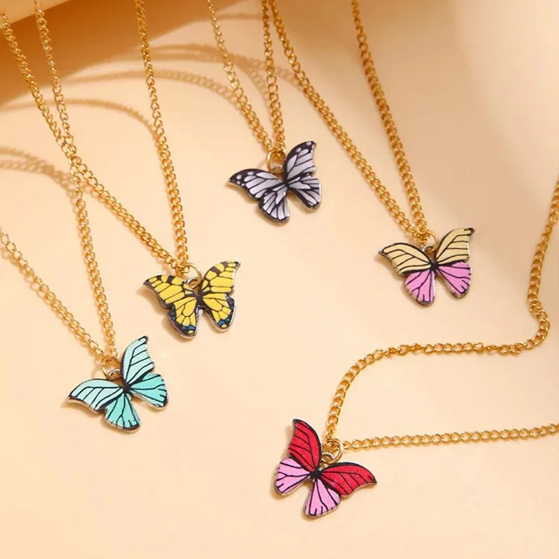 5 Pcs Colorful Butterfly Necklaces Set for Girls