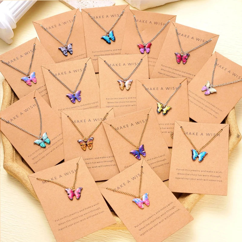 5 Pcs Colorful Butterfly Necklaces Set for Girls