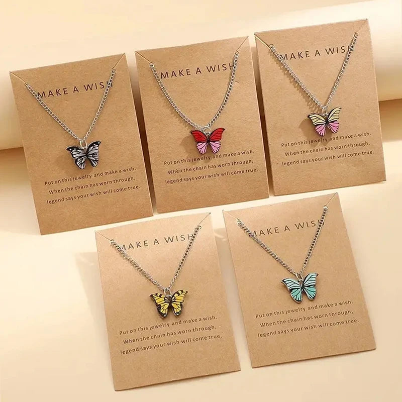 5 Pcs Colorful Butterfly Necklaces Set for Girls