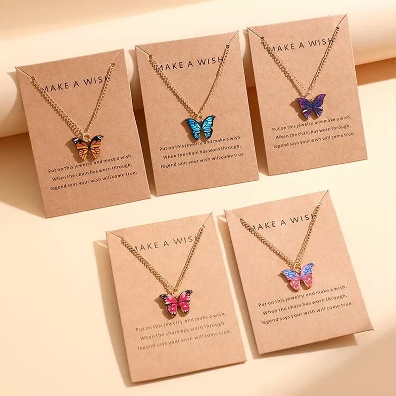 5 Pcs Colorful Butterfly Necklaces Set for Girls