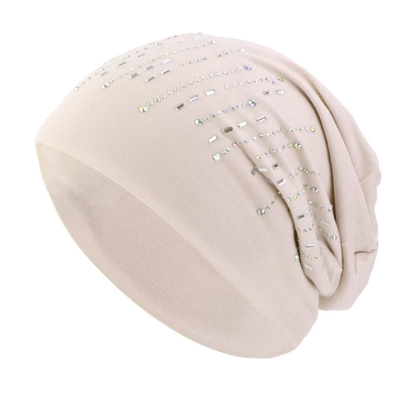 Womens Lightweight Beanie with Rhinestones