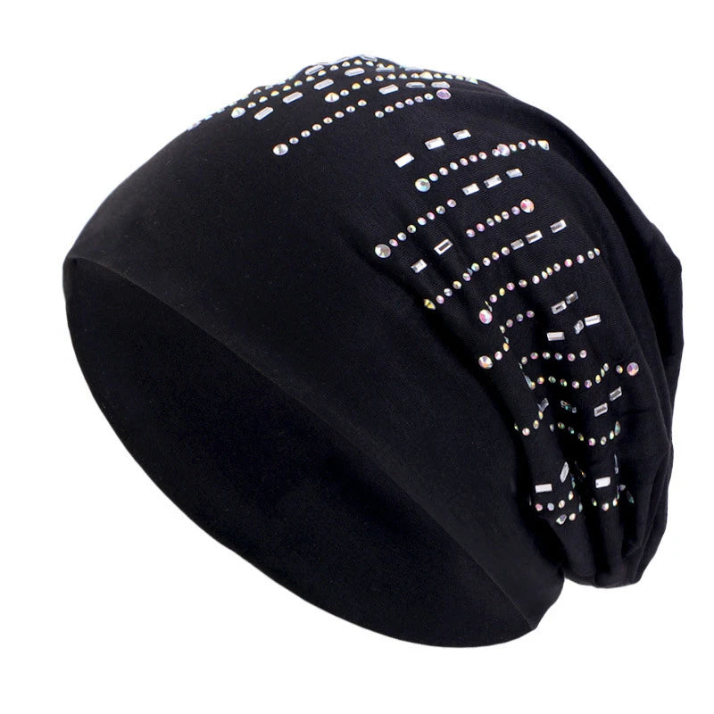Womens Lightweight Beanie with Rhinestones