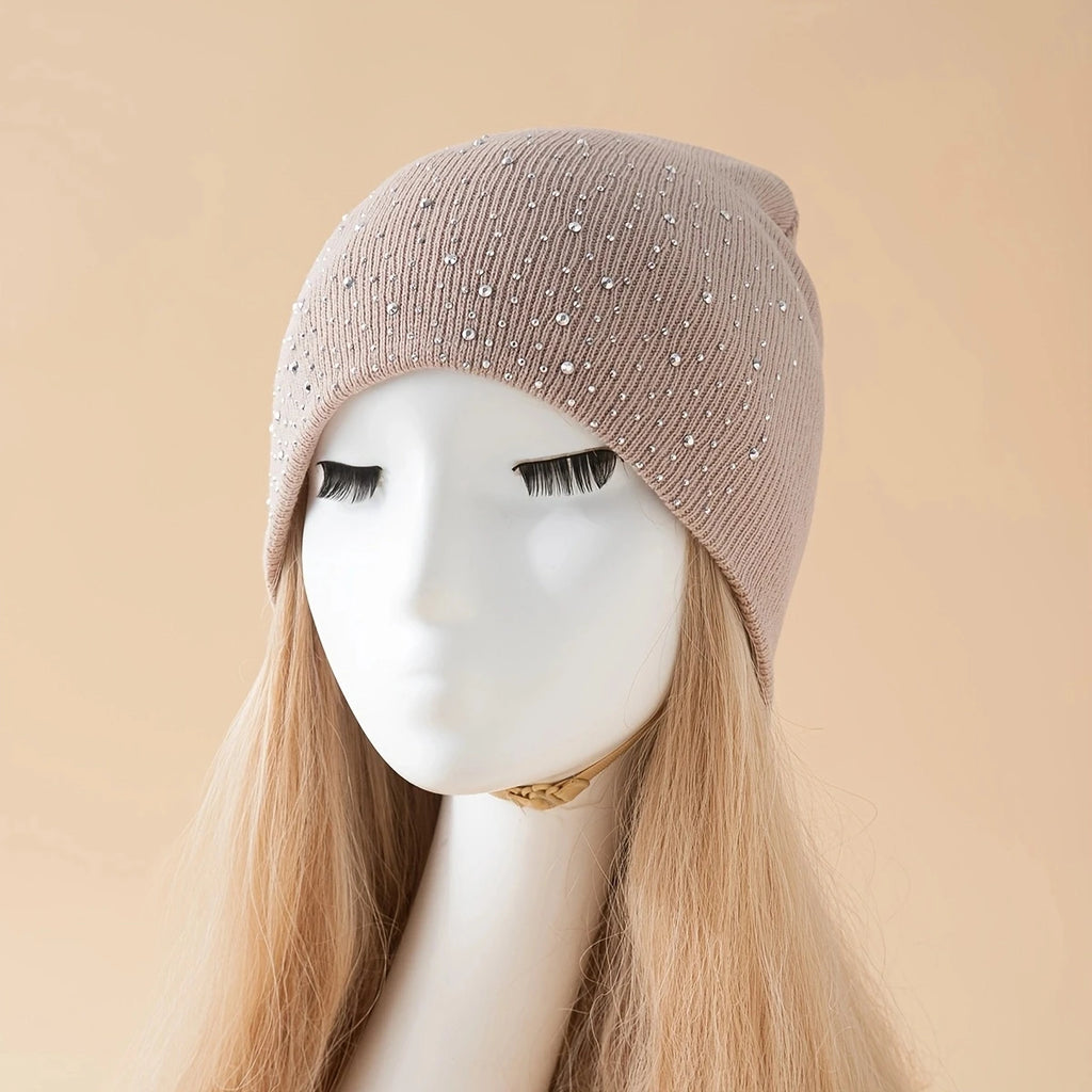 Winter women's hats - warm hats with diamond decorations