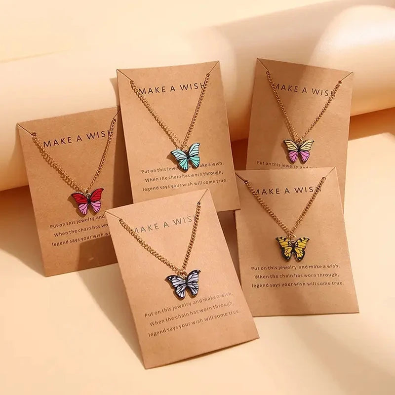 5 Pcs Colorful Butterfly Necklaces Set for Girls
