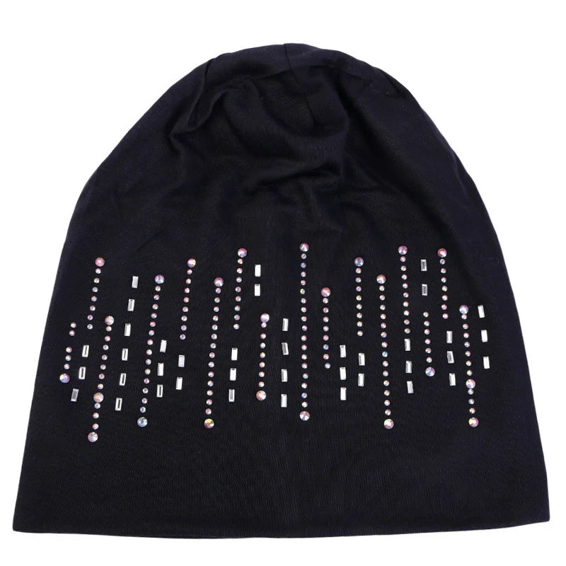 Womens Lightweight Beanie with Rhinestones