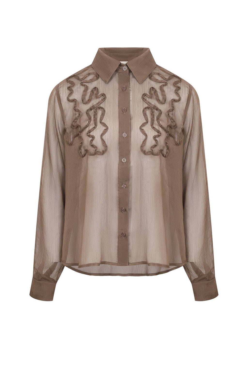Yoryu Chiffon Shirt with Wave Texture Applique