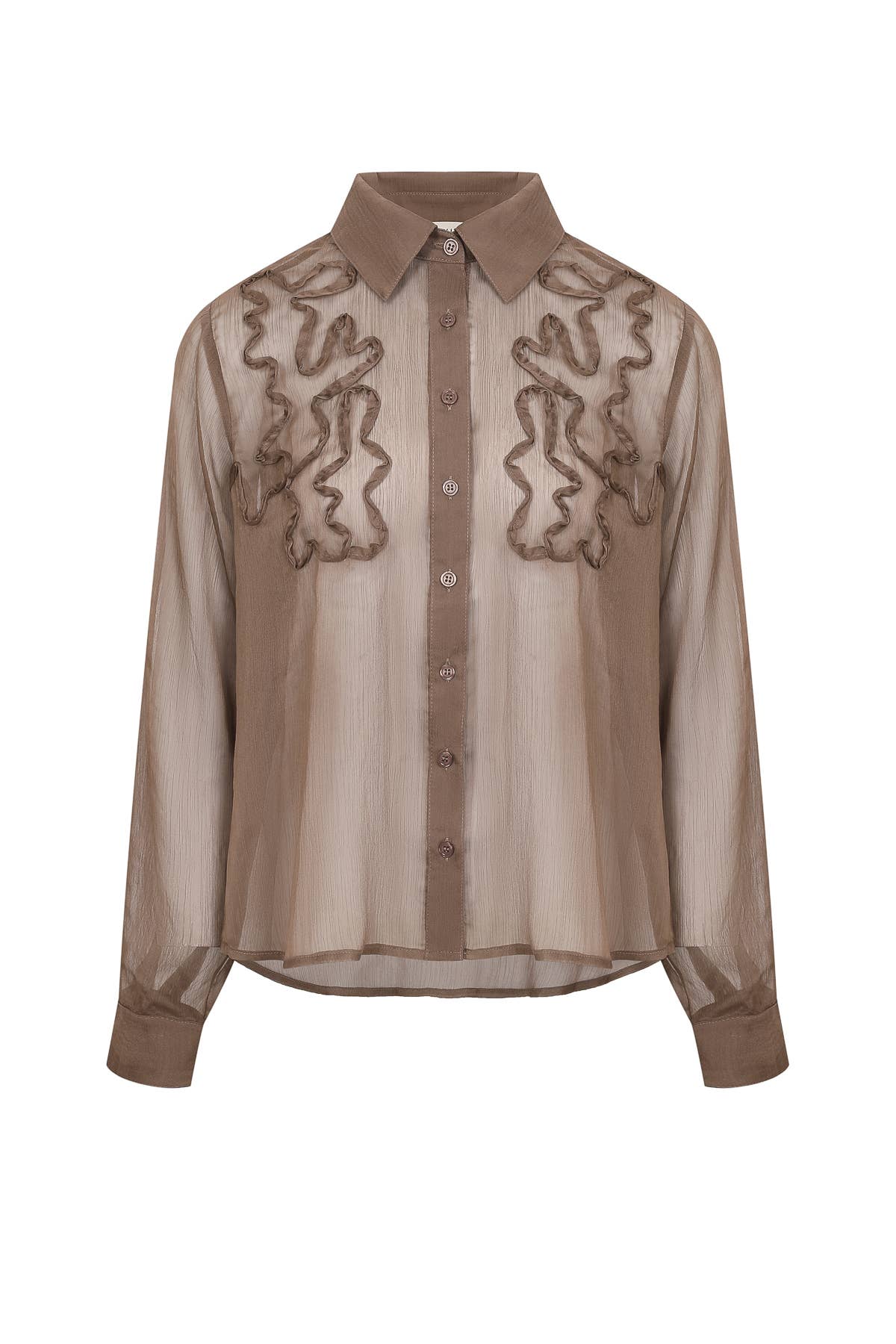 Yoryu Chiffon Shirt with Wave Texture Applique