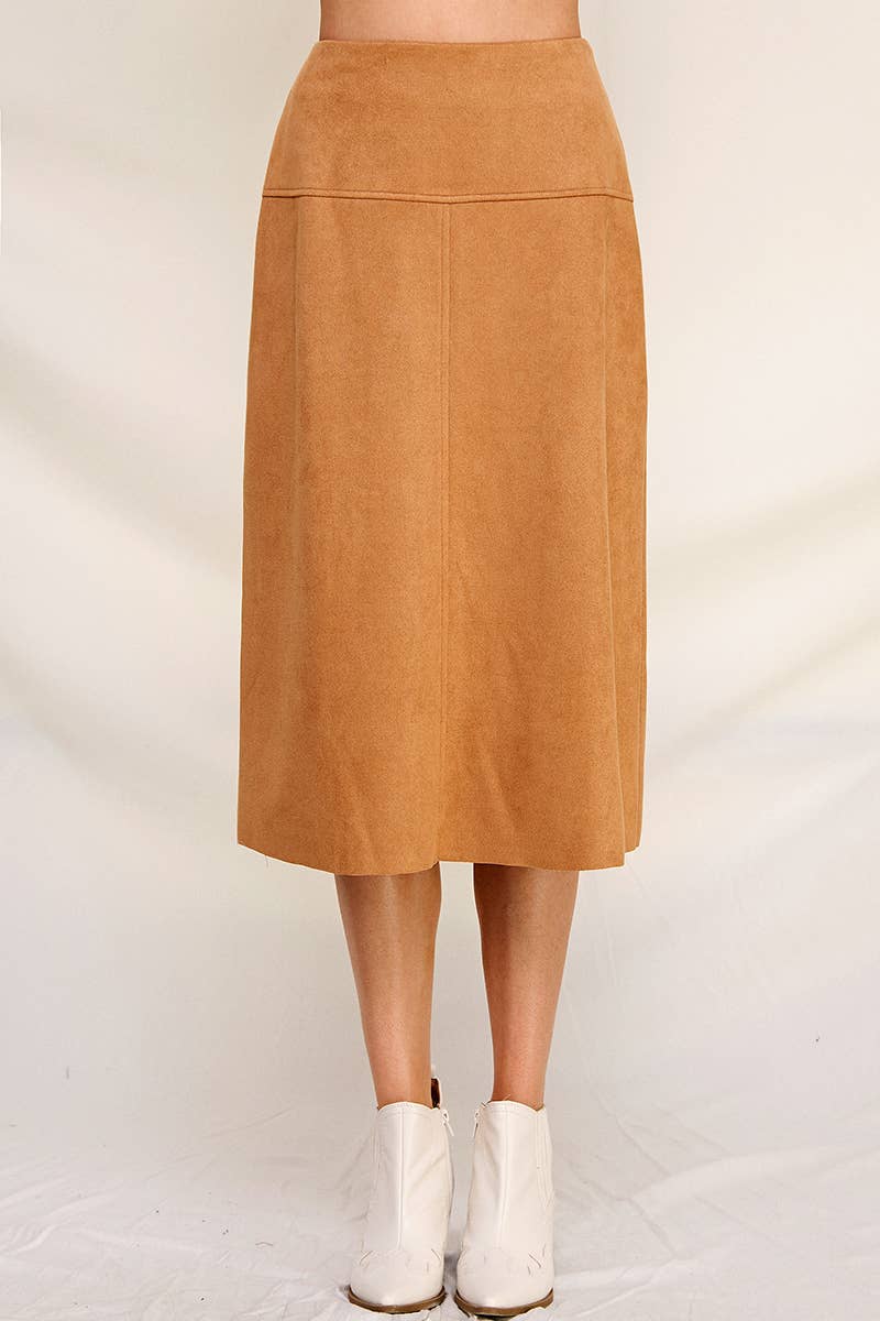 Constructed Soft Microsuede Midi Skirt