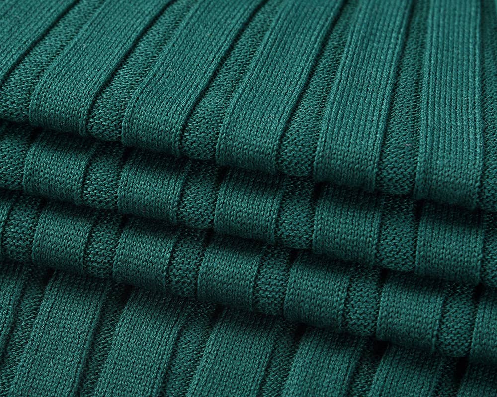 Round-Neck Pleated Midi Sweater Knit Dress