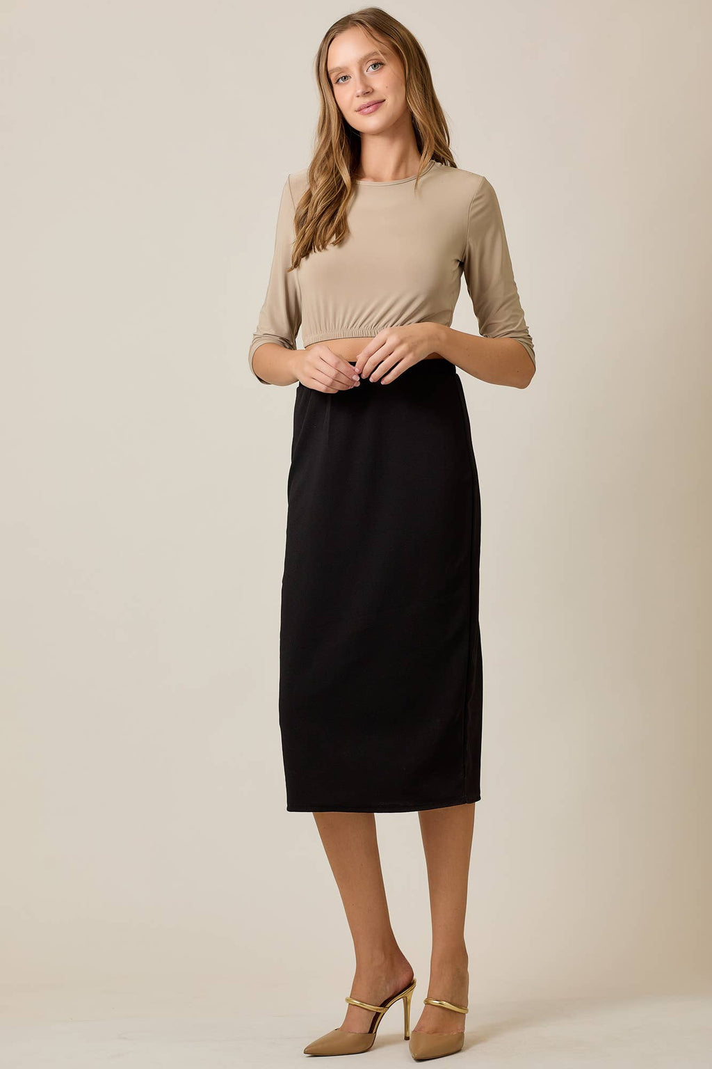 PLUS SIZE KNEE LENGTH PENCIL SKIRT -MODEST 31-INCH  -CS33770